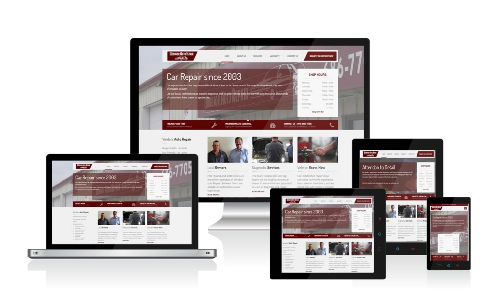 Windsor Auto Repair has a responsive WordPress website by Colorado Web Design